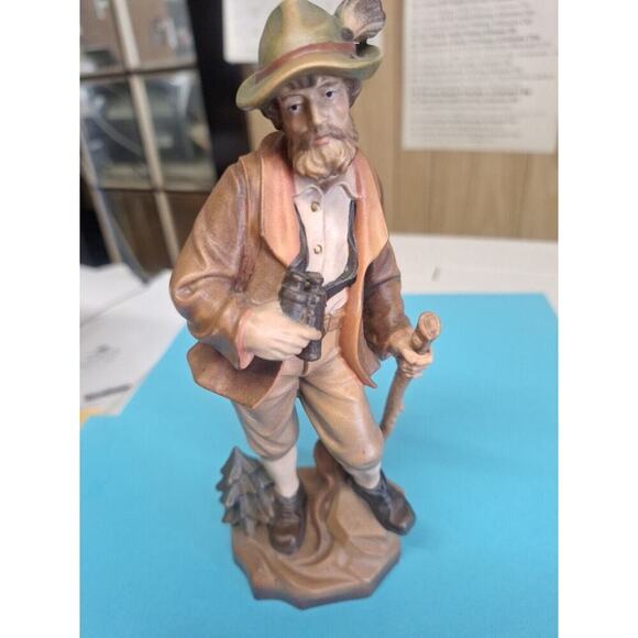 FRANZ BARTHELS statue vtg wood carving Mountaineer...